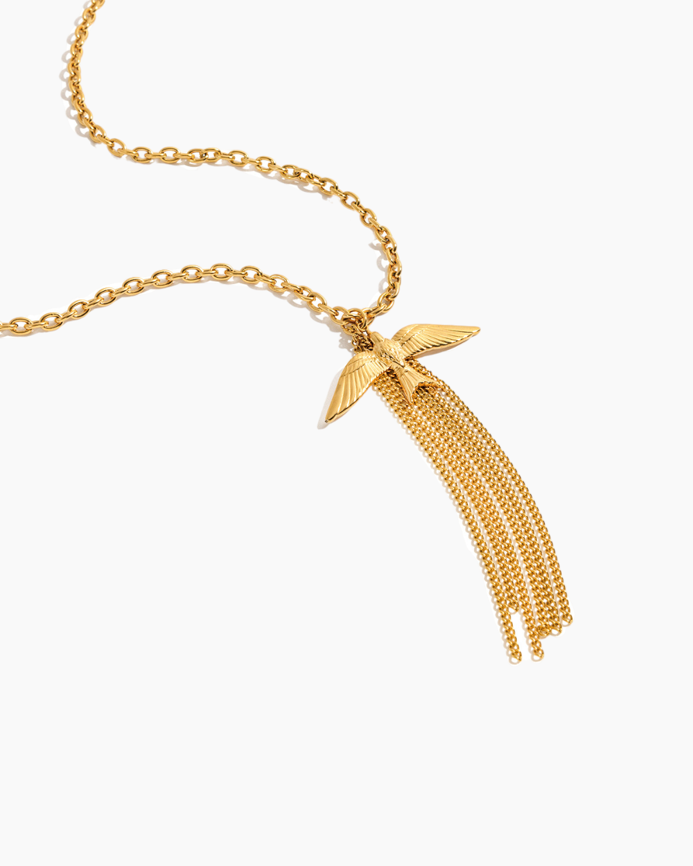 Elena Golden Feather Tassel Necklace