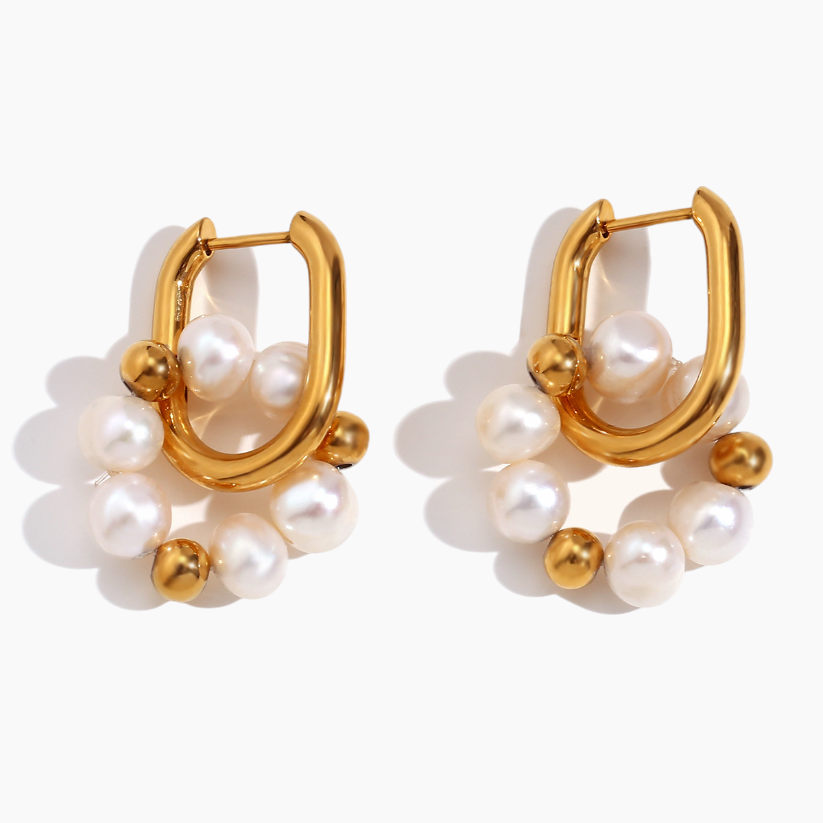 Elena Lustrous Pearl Hoop Earrings