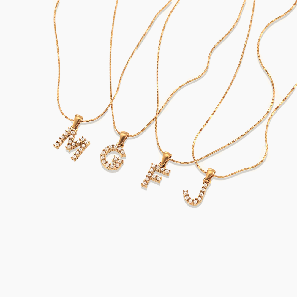 Elena Pearl Initial Pendant Necklace