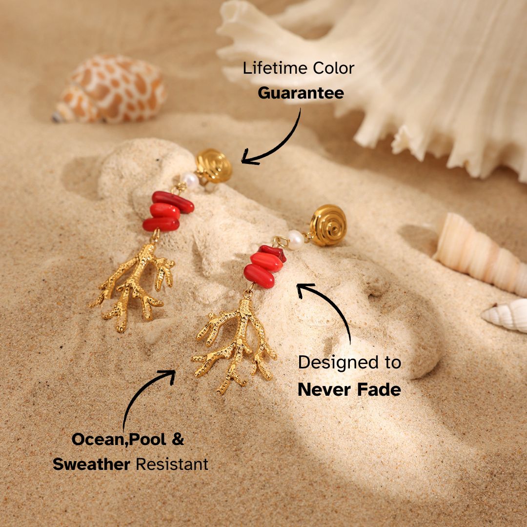 Elena Red Coral Reef Earrings