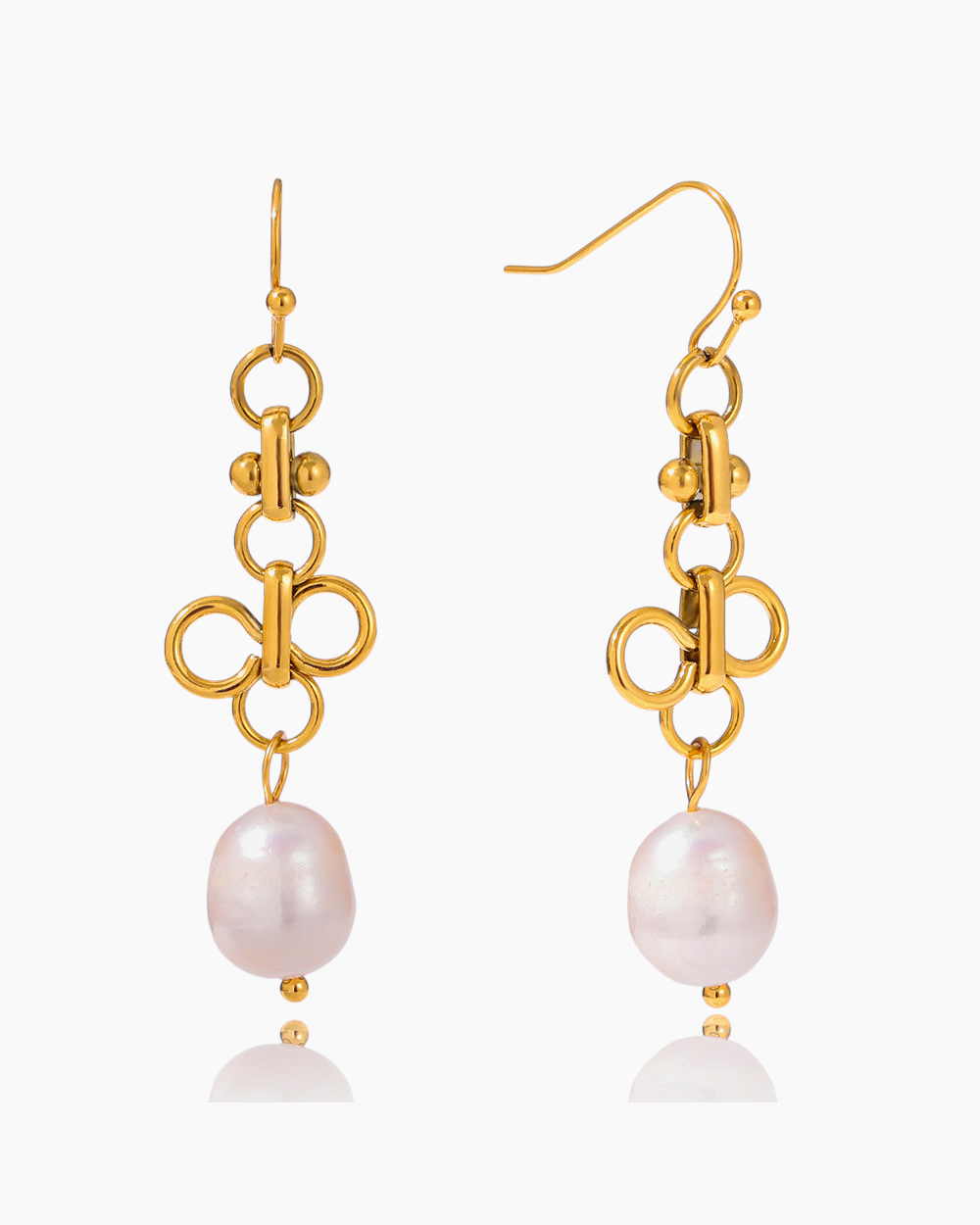 Elena Clover Pearl Drop Earrings