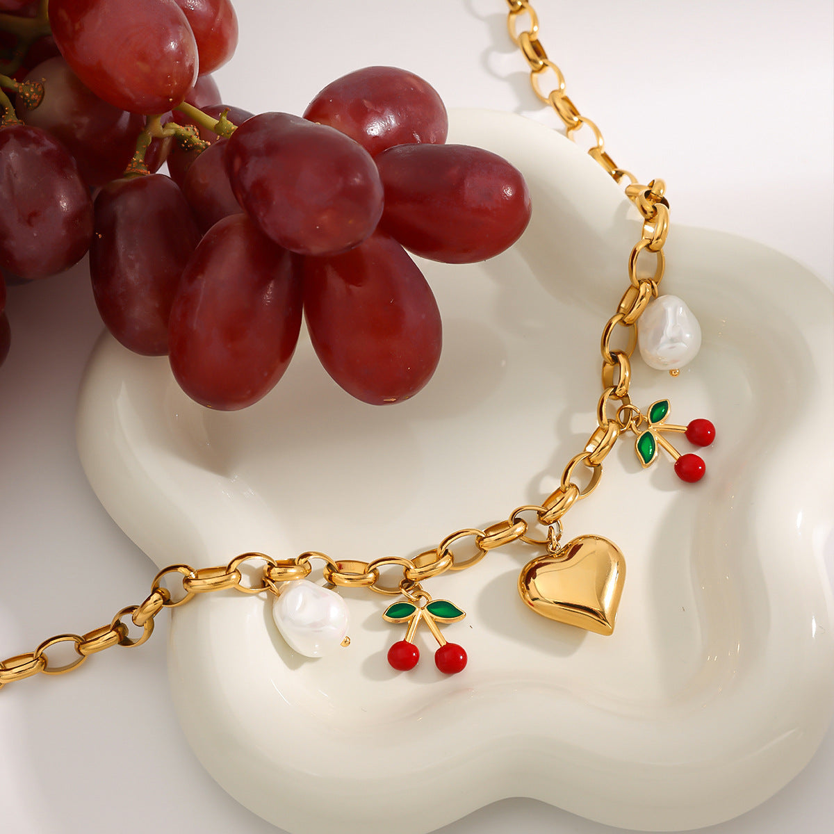 Elena Cherry Love Charm Necklace