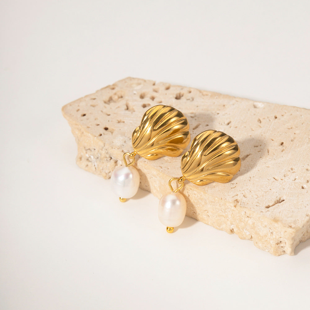 Elena Whispering Shell Pearl Earrings