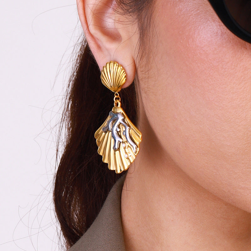 Elena Coral Crown Shell Earrings