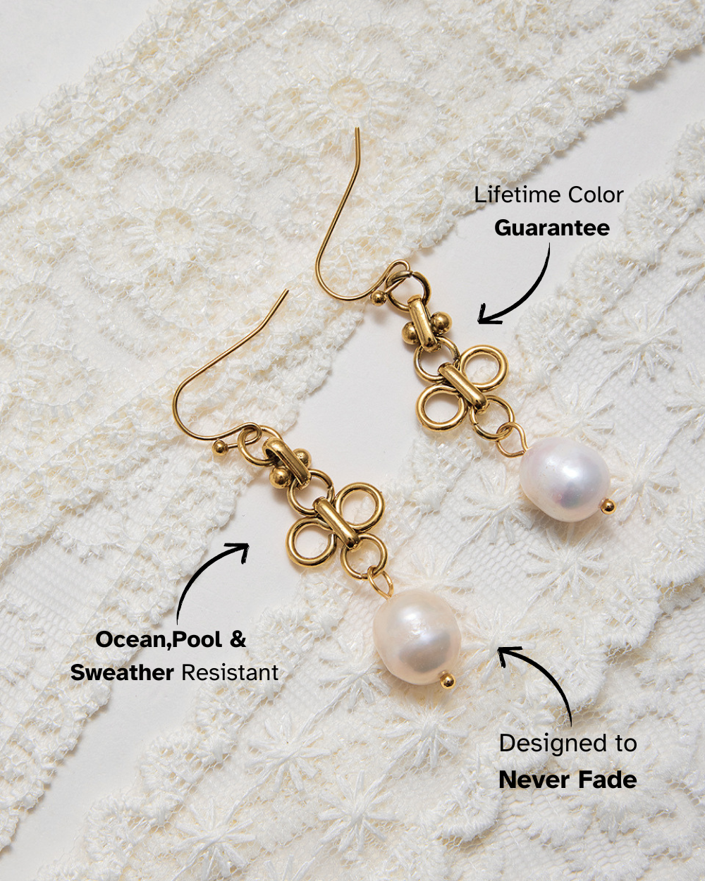 Elena Clover Pearl Drop Earrings