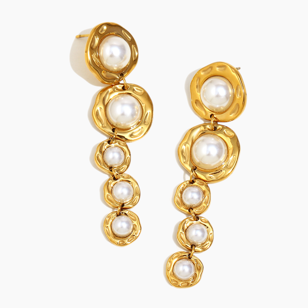Elena Golden Cascade Pearl Earrings