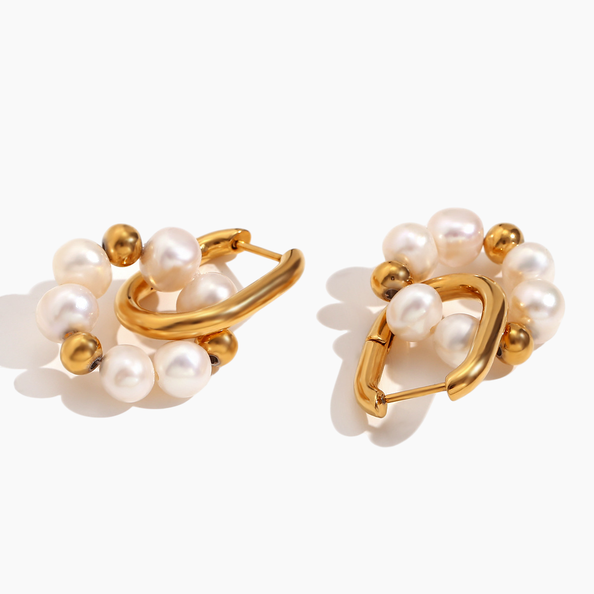 Elena Lustrous Pearl Hoop Earrings