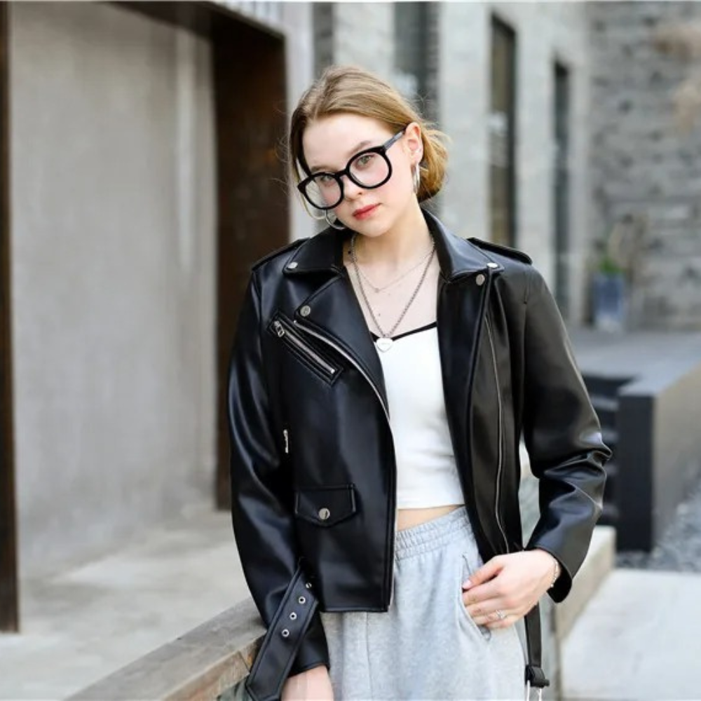 Biker Jacket – Zipper Closure & Adjustable Waist Straps