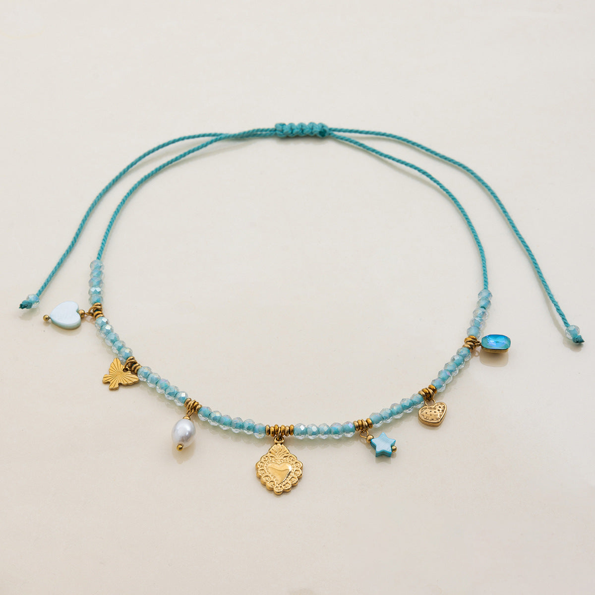 Elena Aqua Bloom Charm Necklace