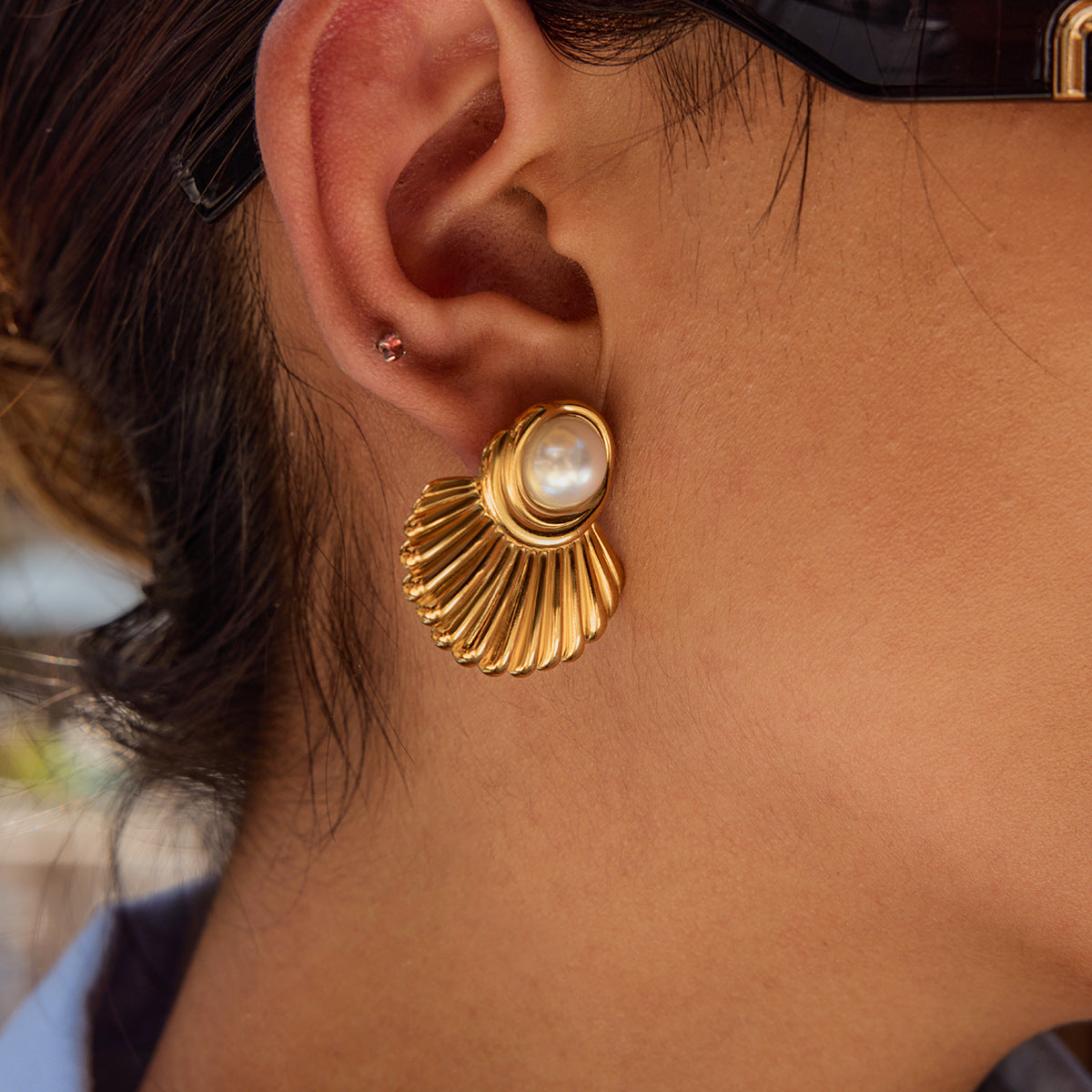 Elena Oceana Shell Pearl Earrings