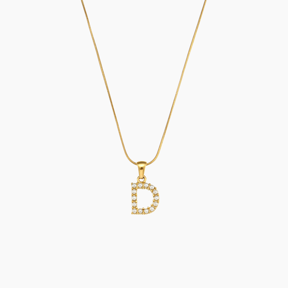 Elena Pearl Initial Pendant Necklace