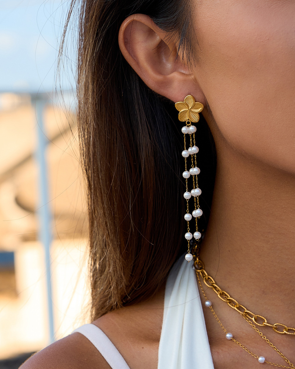 Elena Pearl Cascade Bloom Earrings