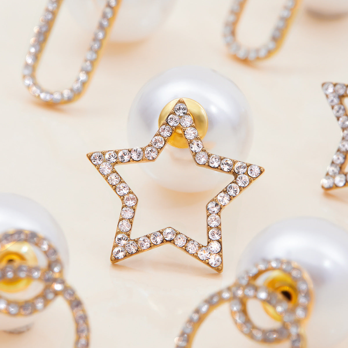 Elena Starlit Pearl Stud Earrings