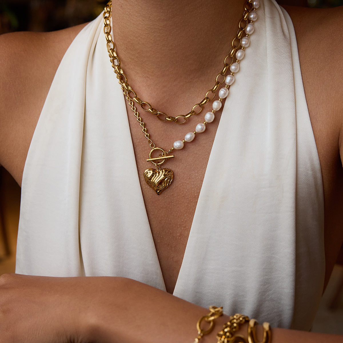 Elena Pearlbound Heart Necklace