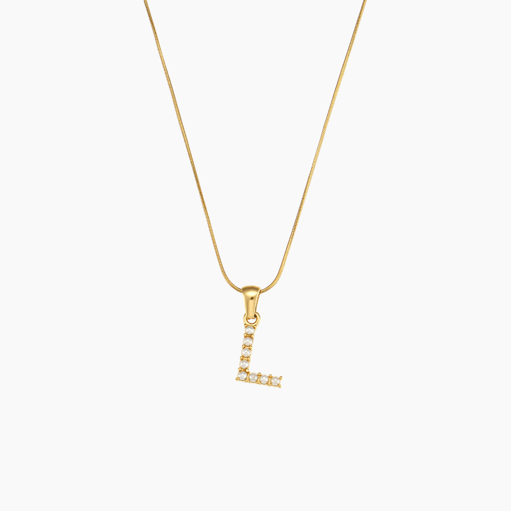 Elena Pearl Initial Pendant Necklace