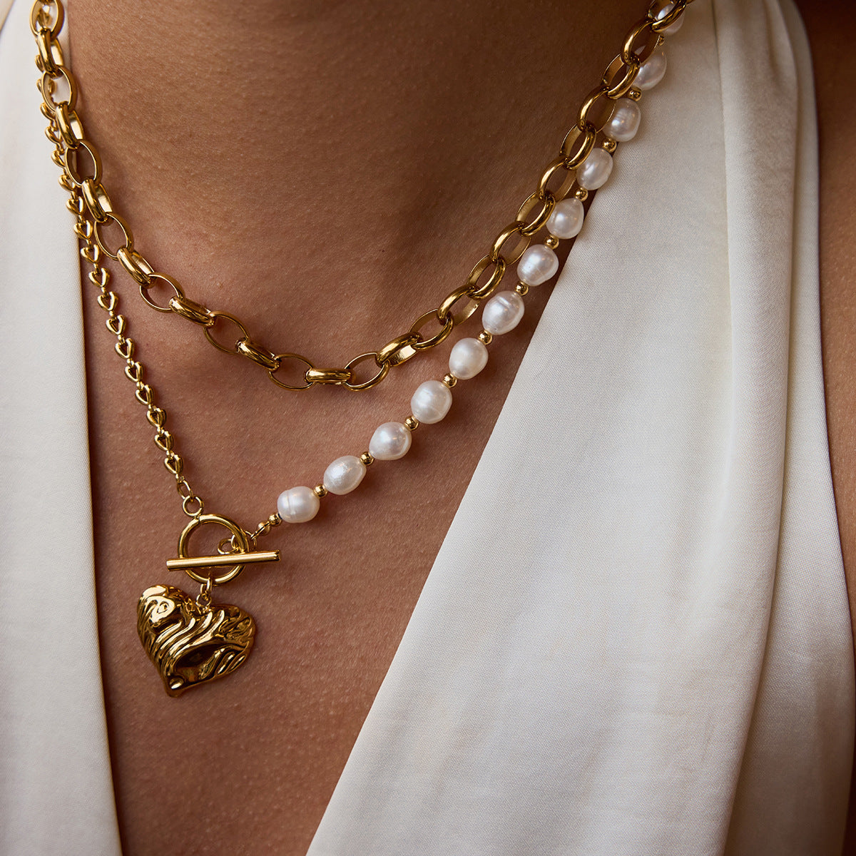 Elena Pearlbound Heart Necklace
