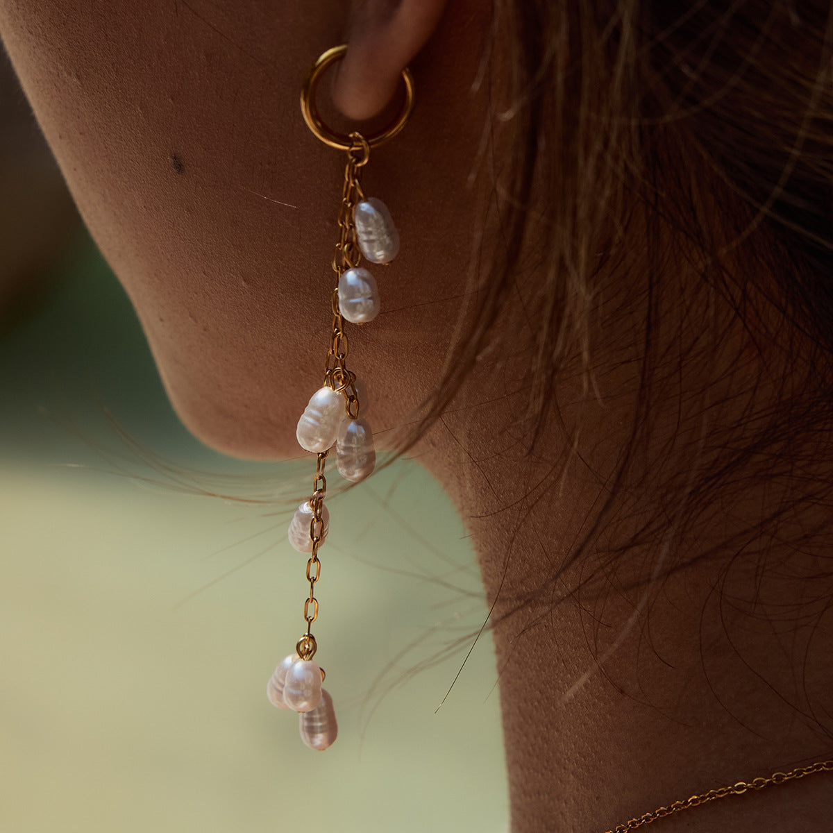 Elena Cascade Pearl Chain Earrings