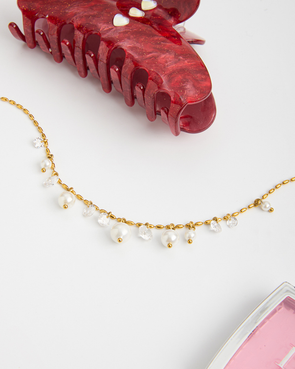 Elena Crystal Pearl Raindrop Necklace
