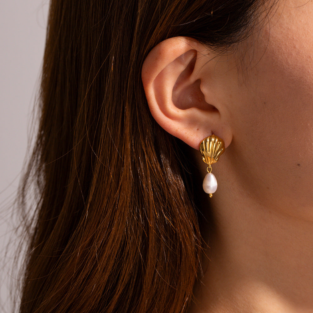 Elena Whispering Shell Pearl Earrings