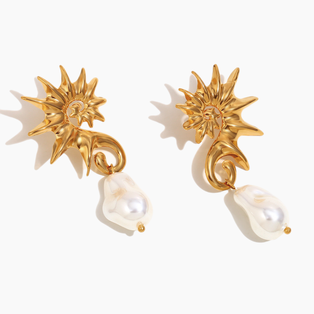 Elena Seahorse Pearl Drop Earrings