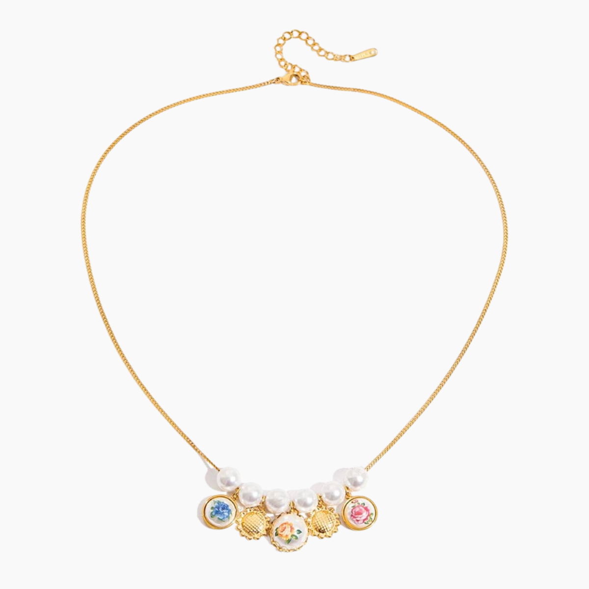 Elena Pearl Garden Charm Necklace
