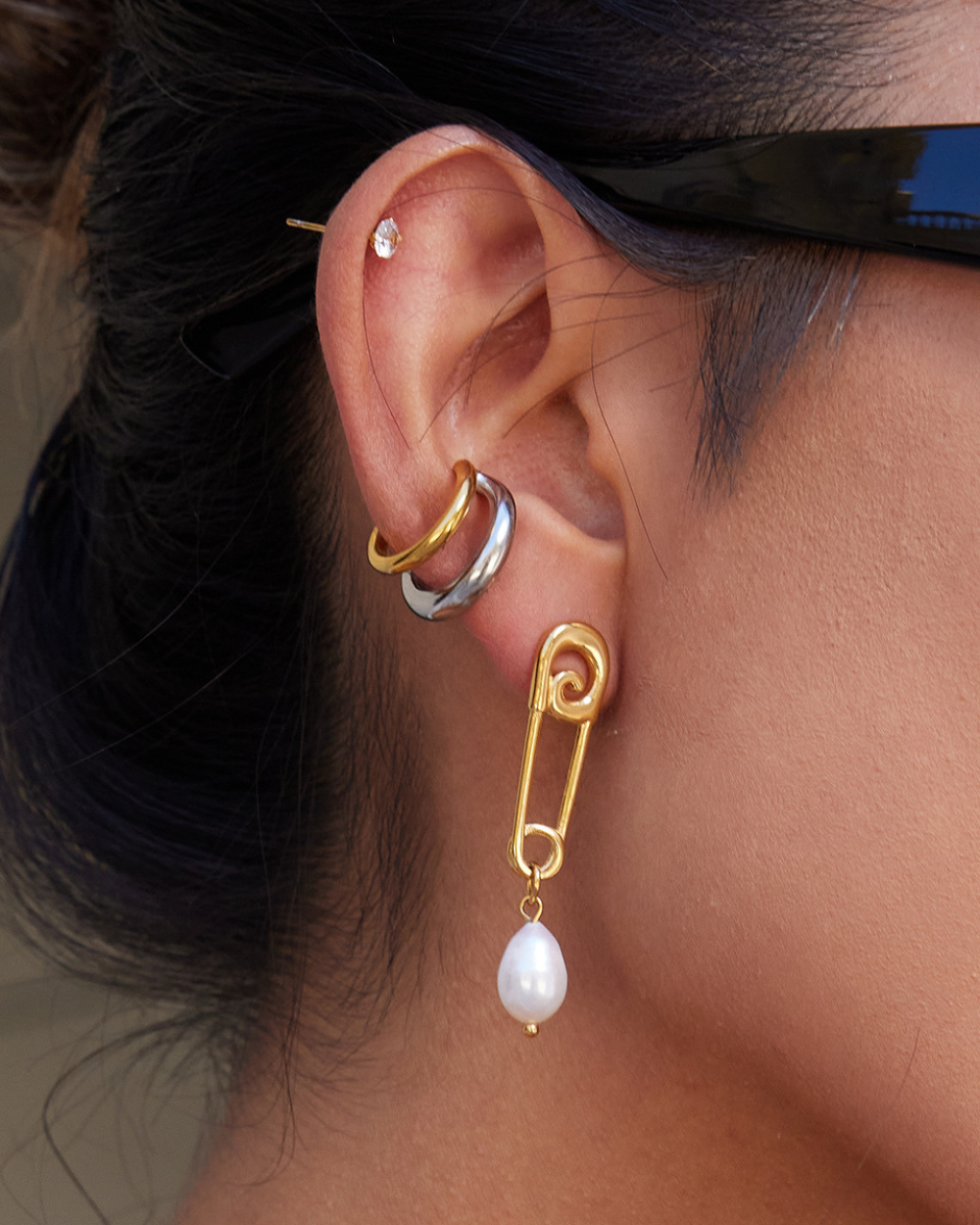 Elena Rebel Pearl Pin Earrings