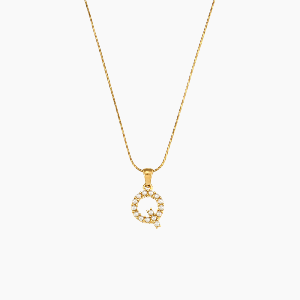 Elena Pearl Initial Pendant Necklace