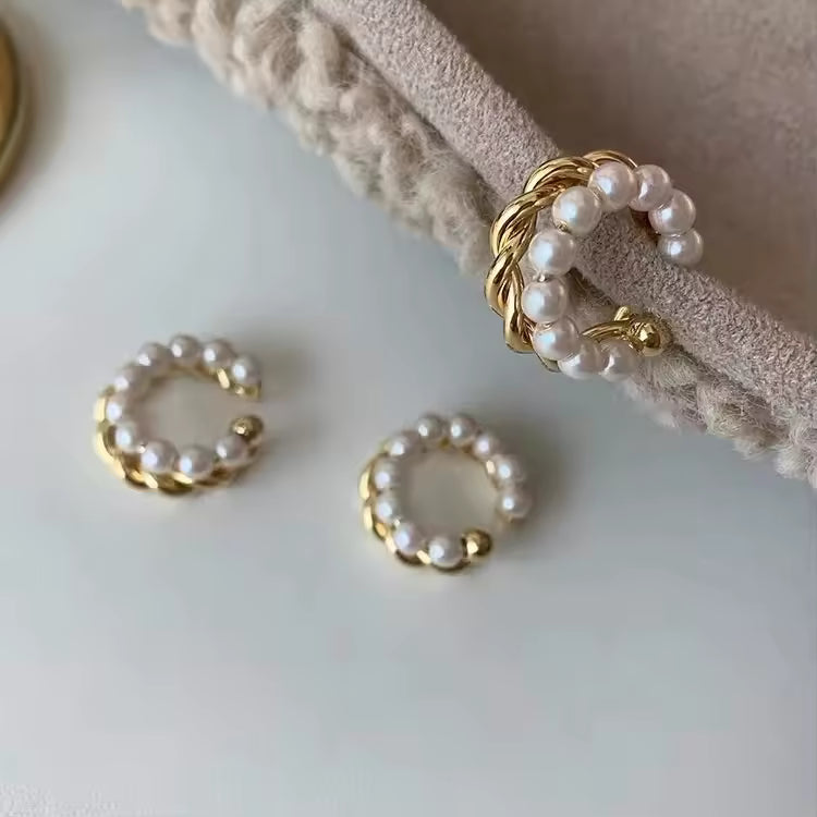 Elena Gold Korean Pearl Ear Cuff