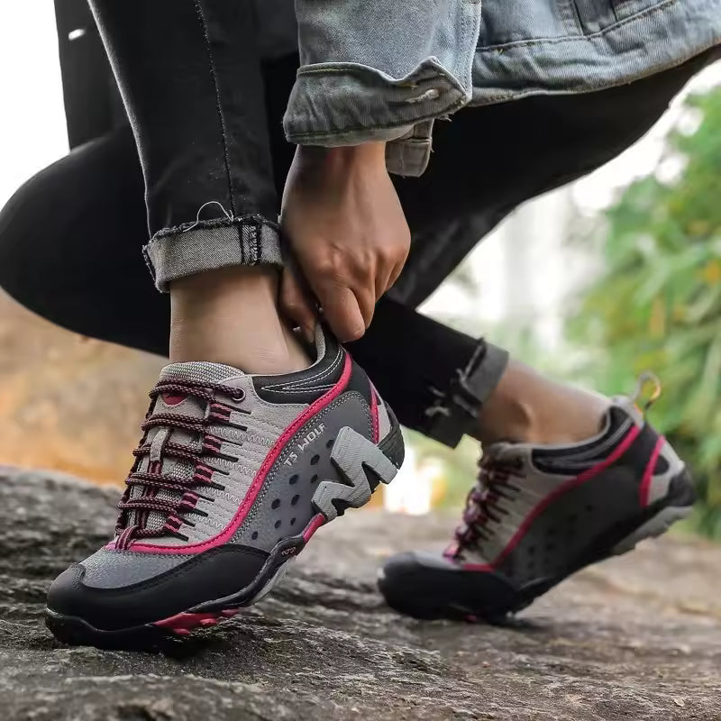 Zapatos de Trekking para hombre y mujer, botas de montaña impermeables, de cuero genuino, para exteriores, Unisex, Primavera, 2025
