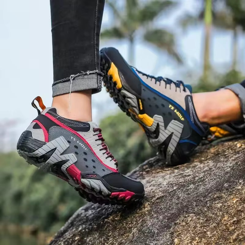 Zapatos de Trekking para hombre y mujer, botas de montaña impermeables, de cuero genuino, para exteriores, Unisex, Primavera, 2025