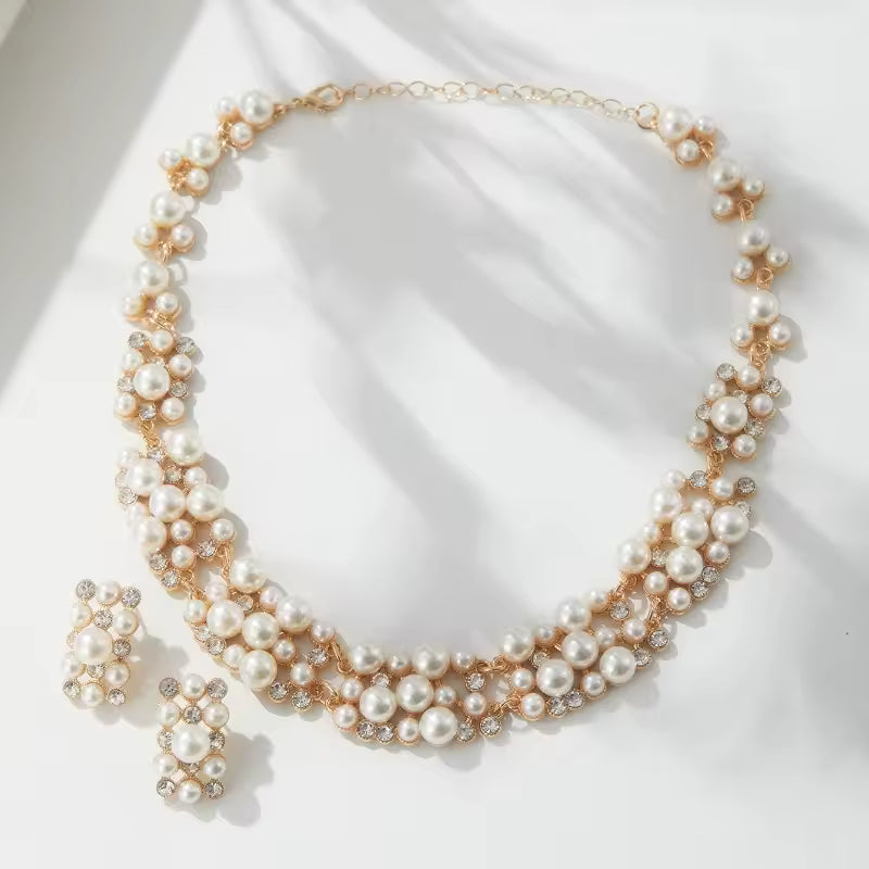 Elena Pearl Necklace & Earrings Set