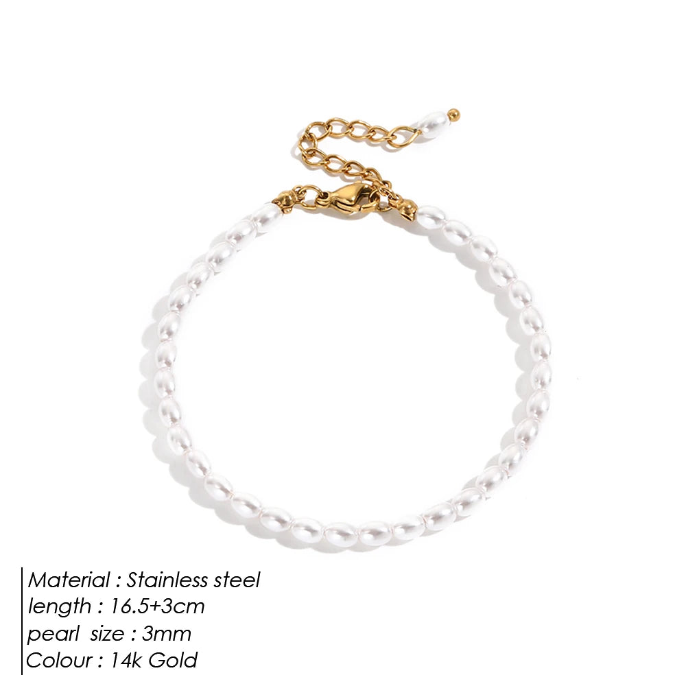 EManco-pulsera de perlas de imitación para mujer, pulsera ovalada de acero inoxidable, regalos navideños, directo de fábrica