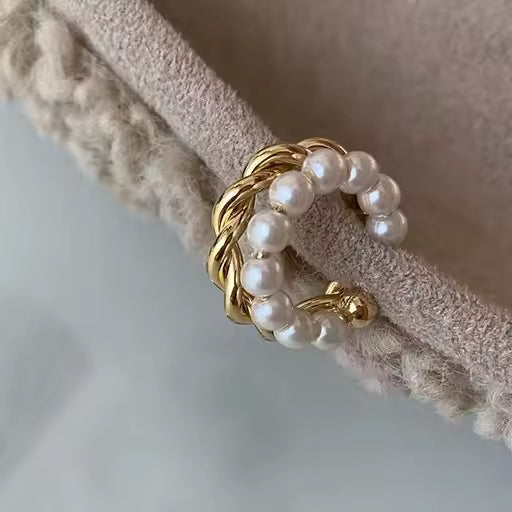 Elena Gold Korean Pearl Ear Cuff