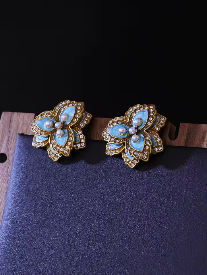 Elena Luxury Pearl Flower Earrings