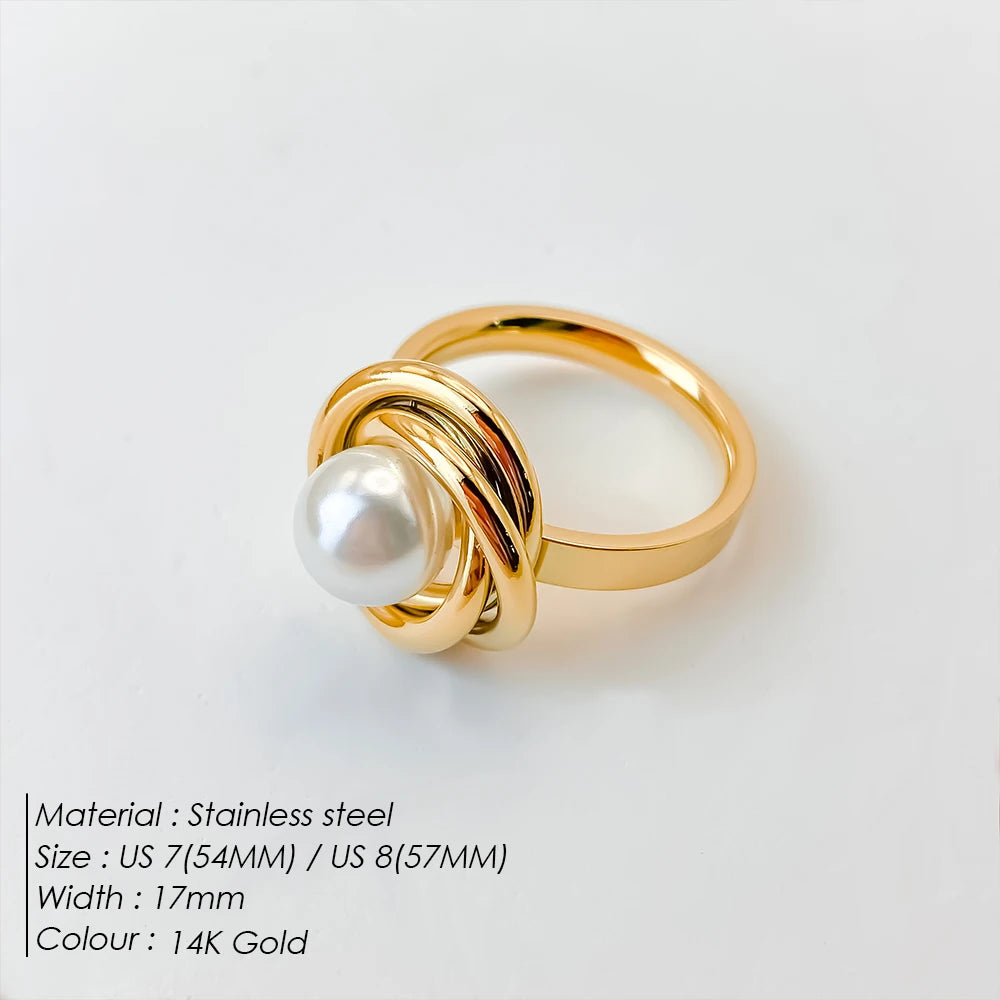 EManco, nueva moda, anillos de perlas de imitación de acero inoxidable para mujeres, niñas y joyería para fiesta de boda, envío de 48 horas