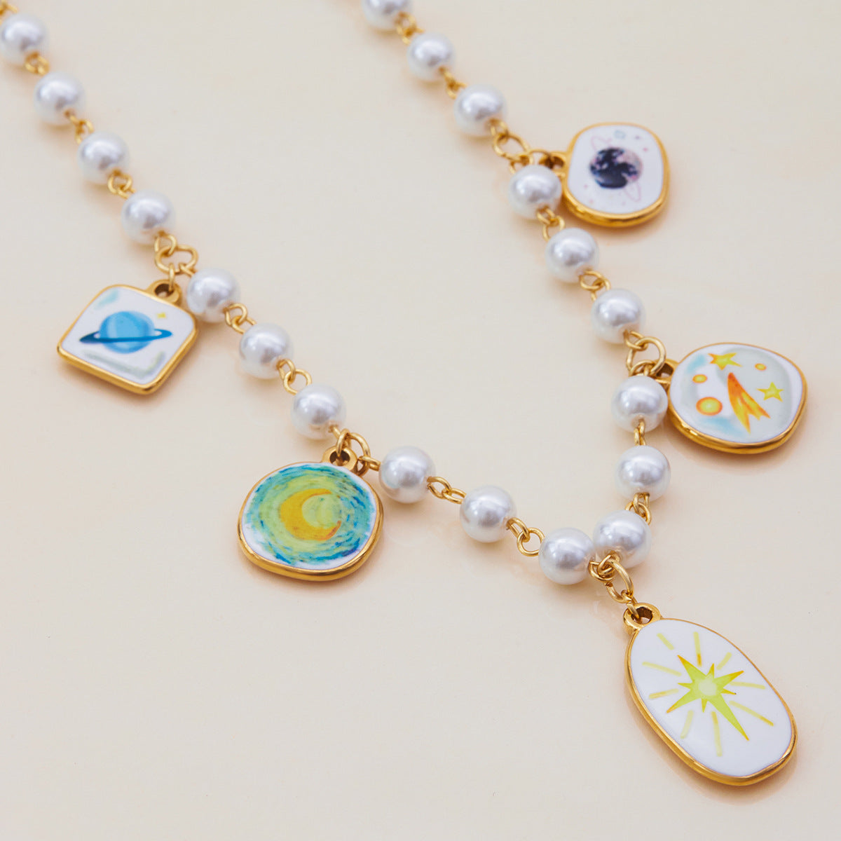 Elena Cosmic Pearl Planet Necklace
