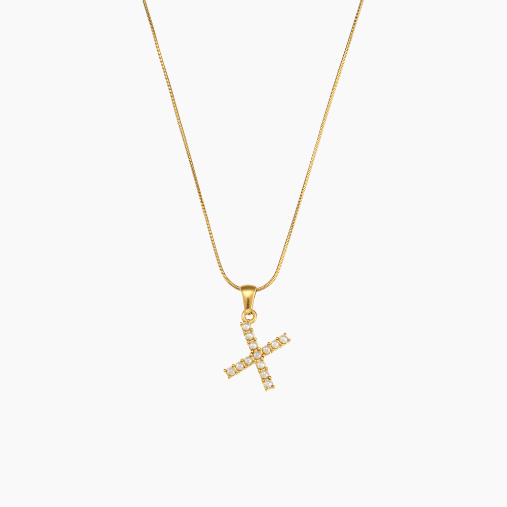 Elena Pearl Initial Pendant Necklace