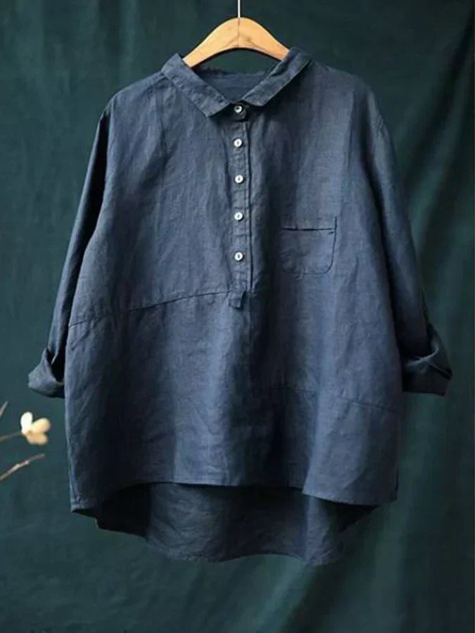 Alice | Casual Cotton Shirt - Dark Blue / S