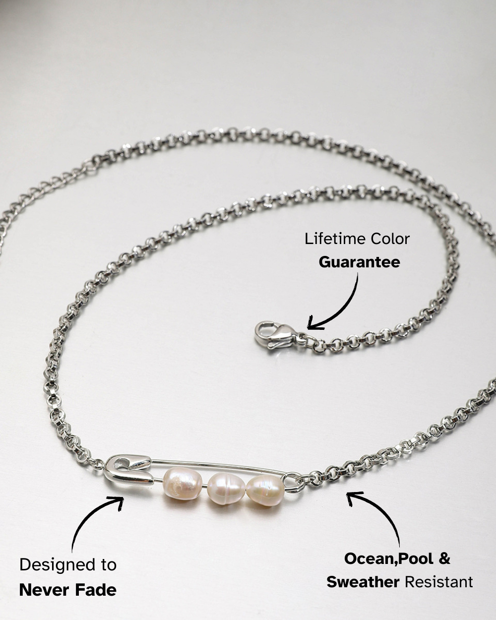 Elena Pearl-Pin Double Chain Necklace