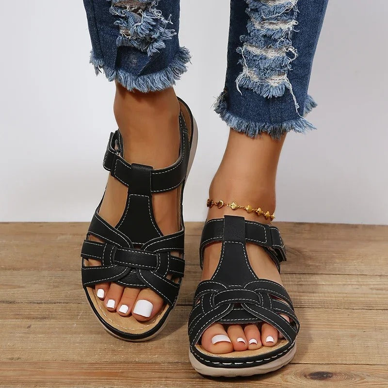 Lore - Orthopedic leather sandals - Black / 2.5