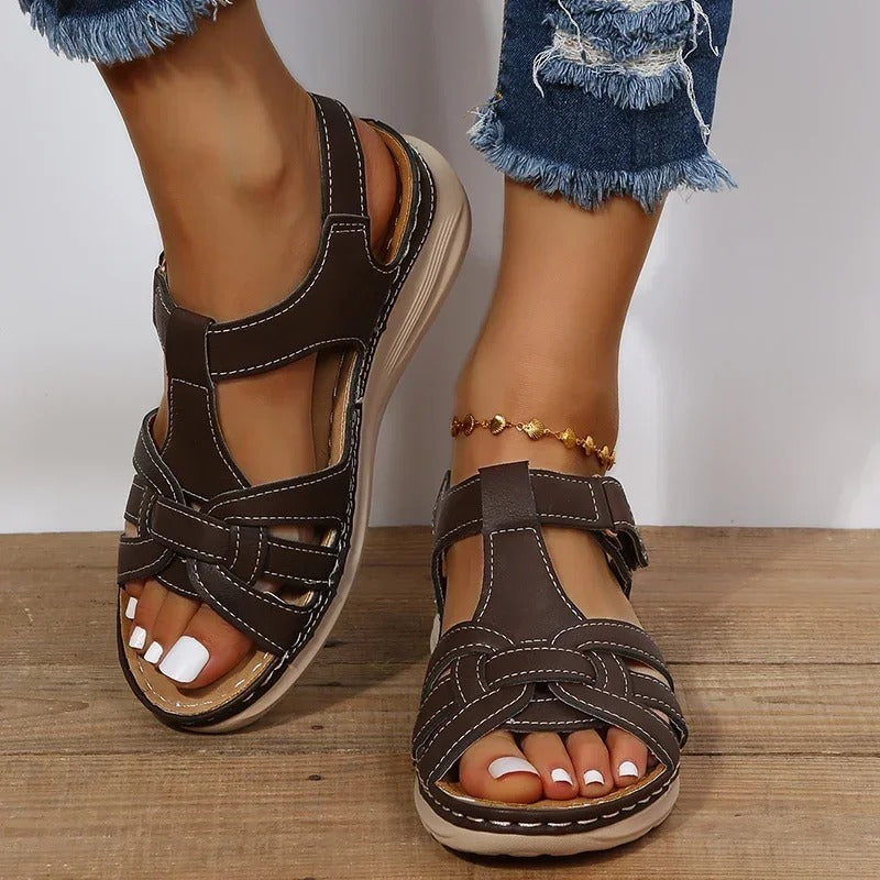 Lore - Orthopedic leather sandals - Dark Brown / 2.5