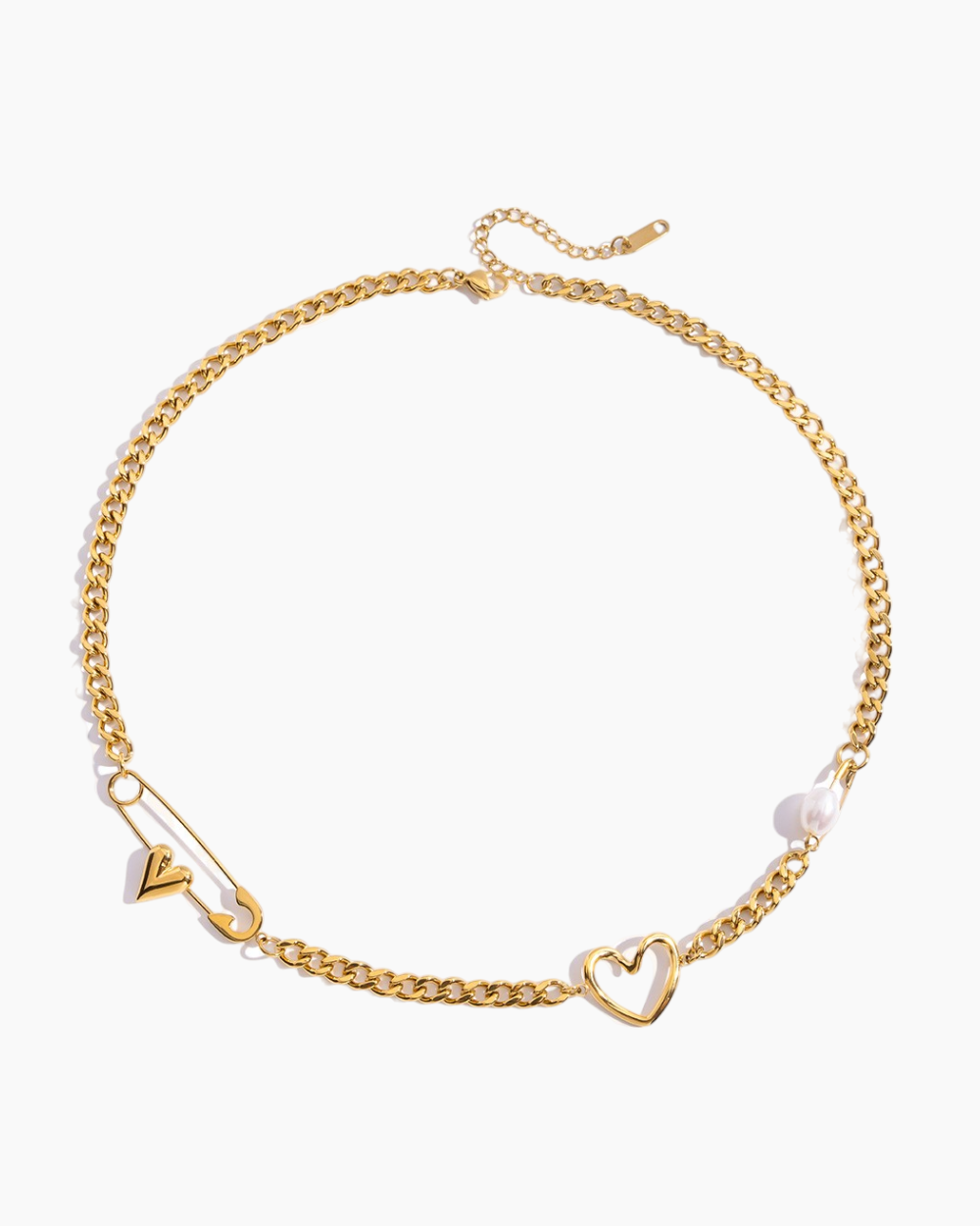 Elena Heart-Pin Chain Necklace