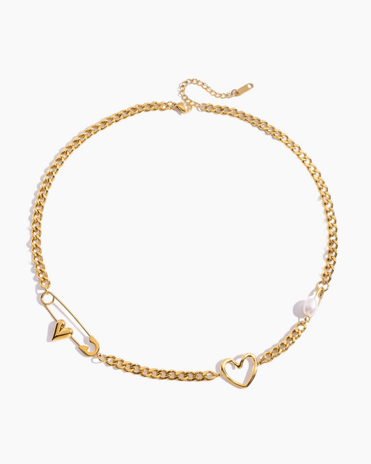 Elena Heart-Pin Chain Necklace