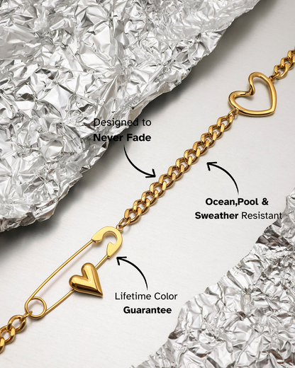 Elena Heart-Pin Chain Necklace