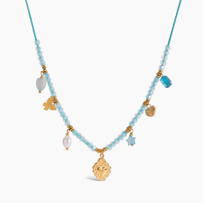 Elena Aqua Bloom Charm Necklace
