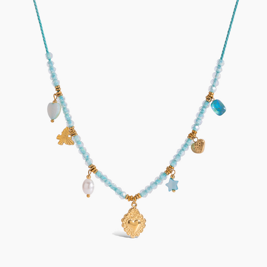 Elena Aqua Bloom Charm Necklace