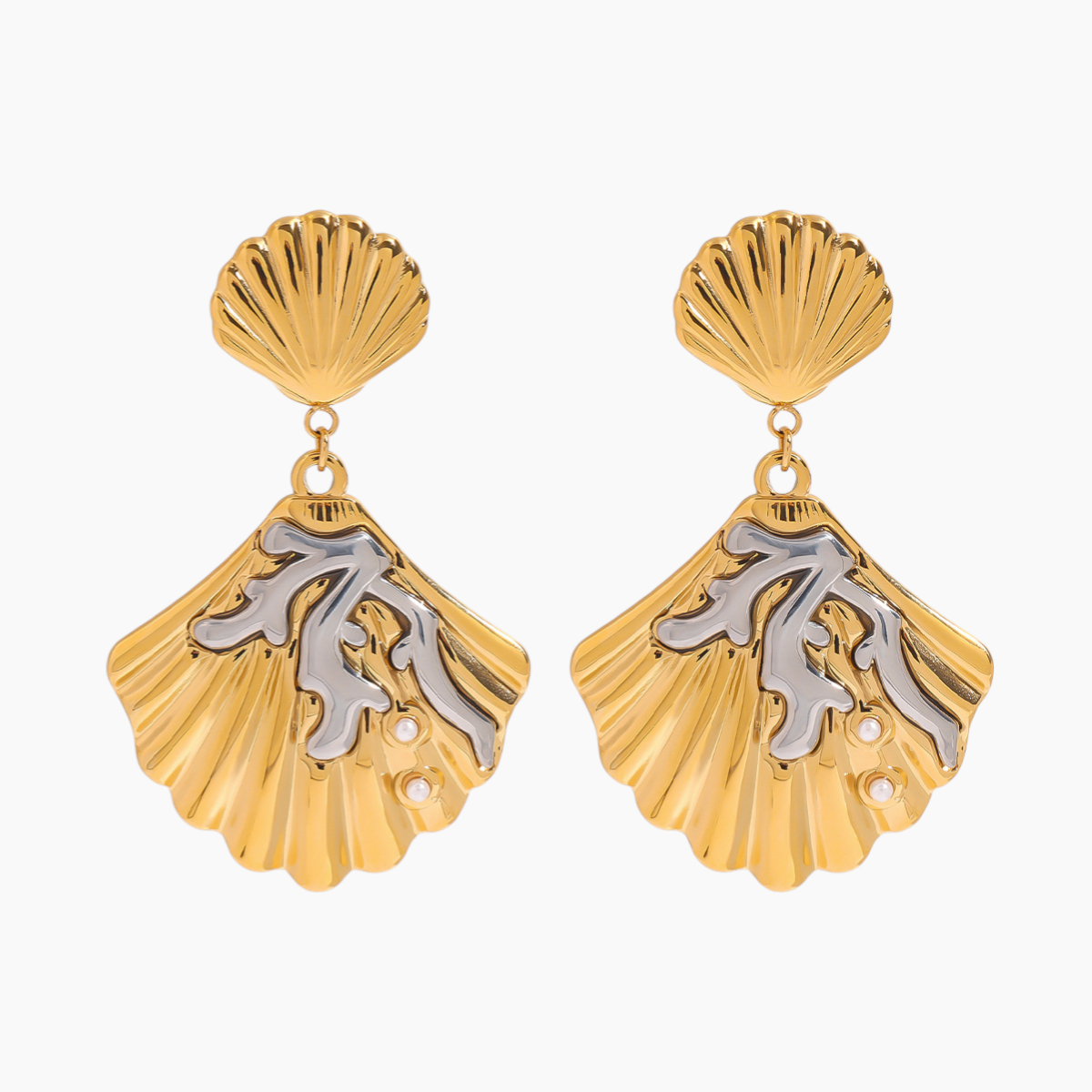 Elena Coral Crown Shell Earrings