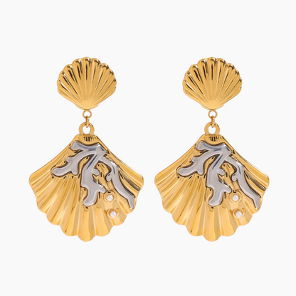 Elena Coral Crown Shell Earrings