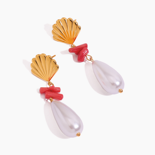 Elena Coral Whisper Shell Earrings