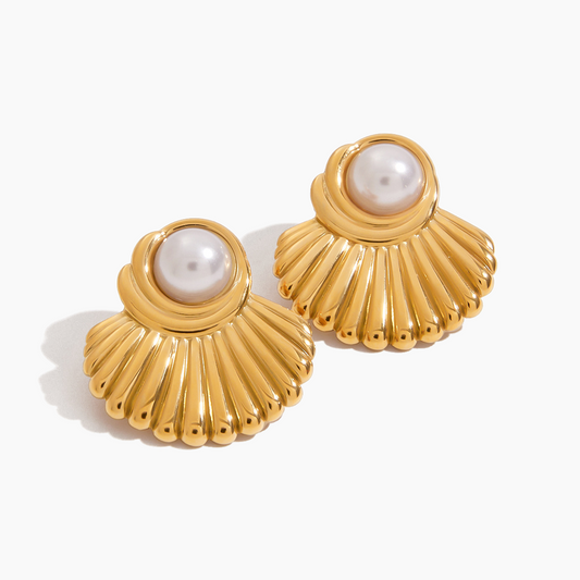 Elena Oceana Shell Pearl Earrings